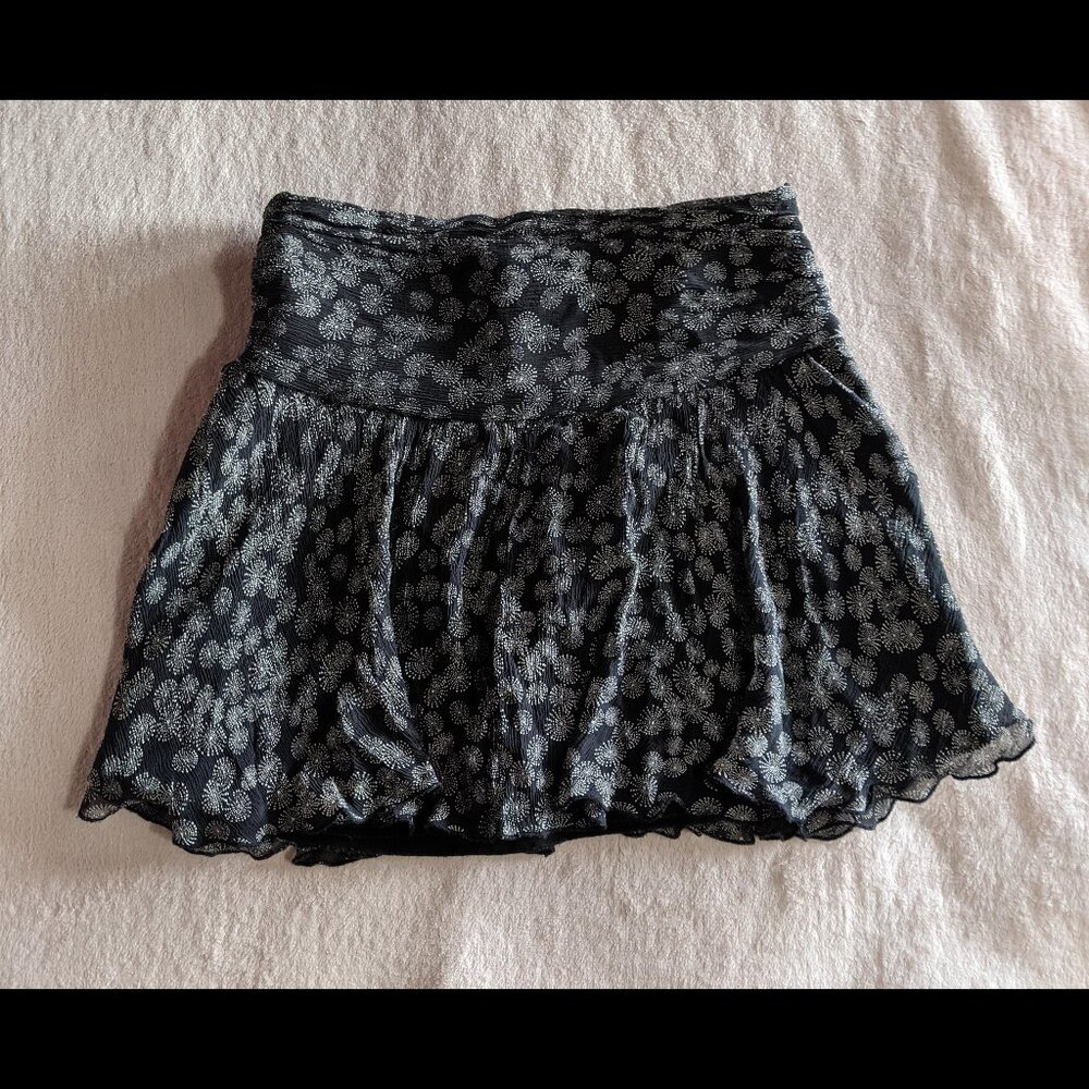 Express Black Ruffle Mini Skirt